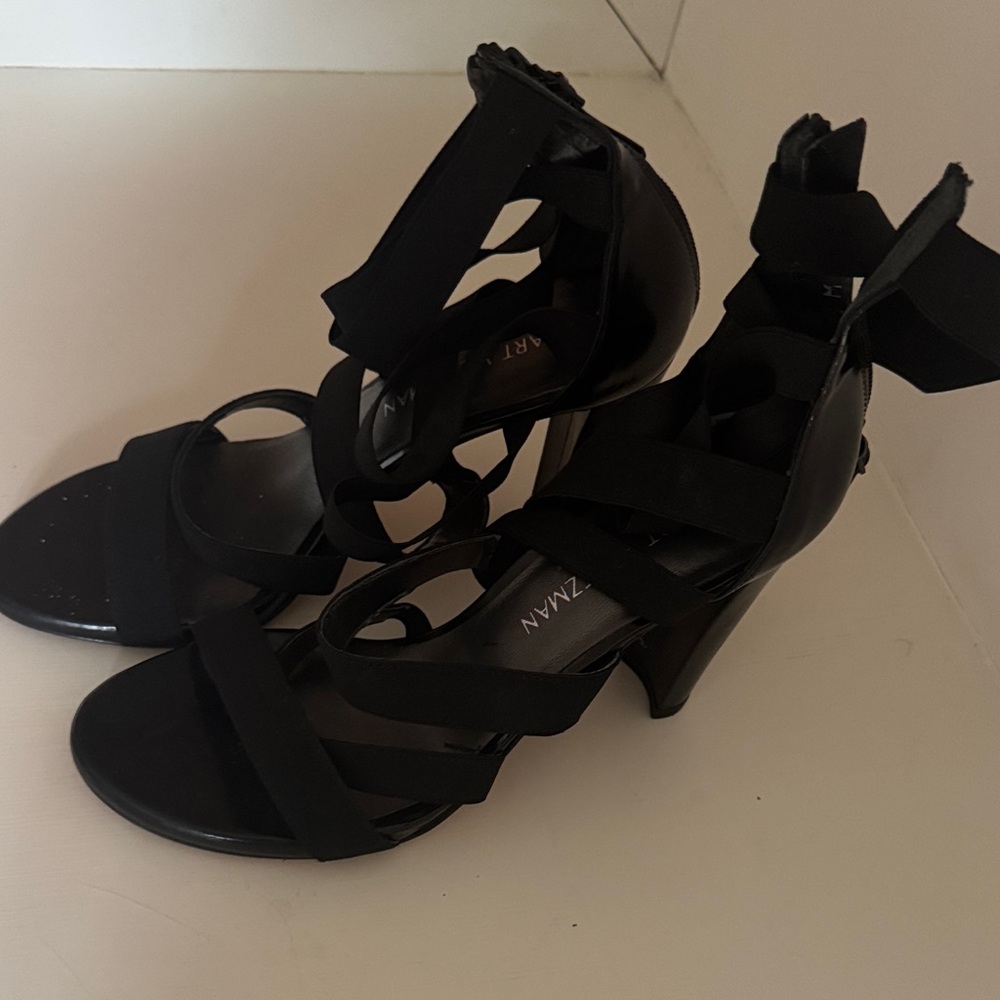 Stuart Weitzman Black Strappy Heels